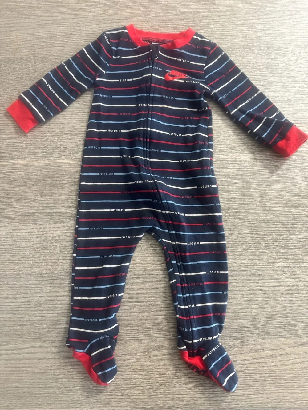 Nike Just Do it Baby Romper 6-9 Months  Zip-Up One Piece Jumpsuit Blue